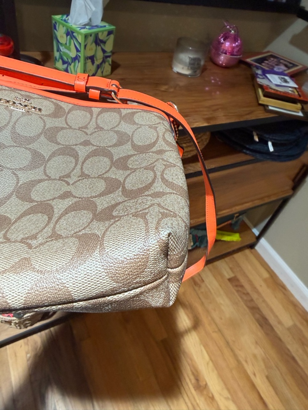 Coach Signature Crossbody Bag with Orange Trim - Picture 8 of 8